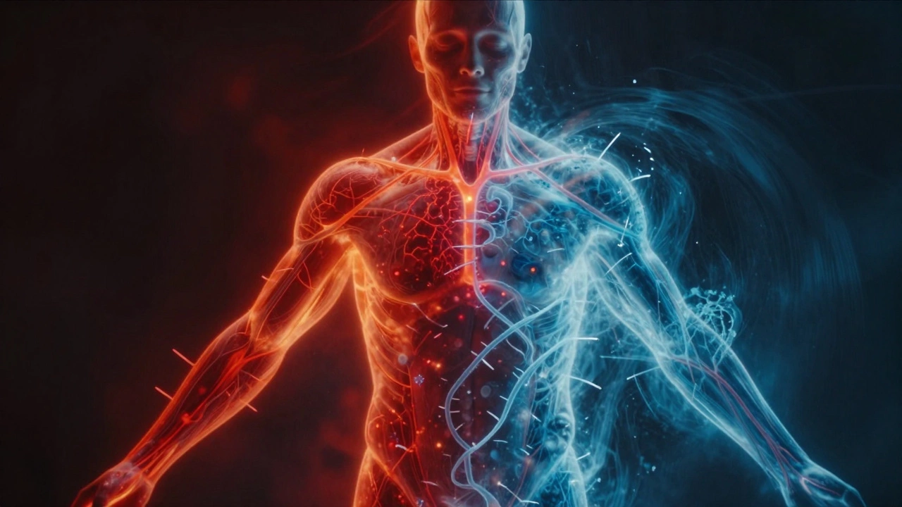 Контраст изображения: тело под воздействием жара и резкого охлаждения холодной водой, визуализация сосудов.